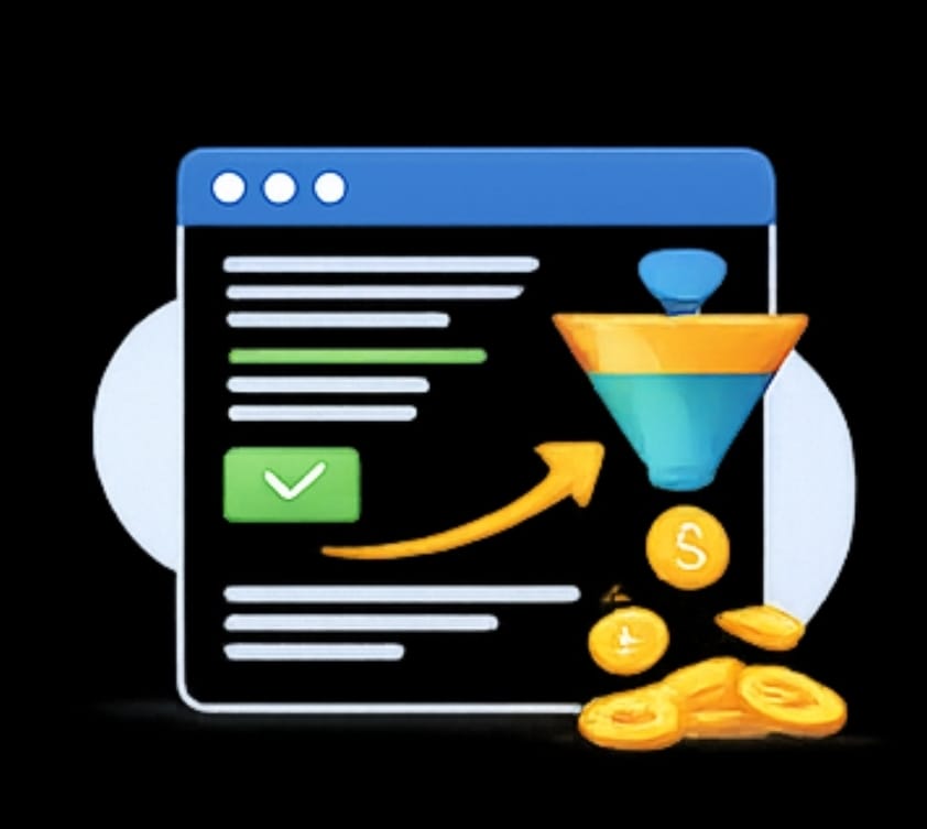 Landing page and funnel optimization illustration for lead generation by Digital Marketing Agency in Ahmedabad